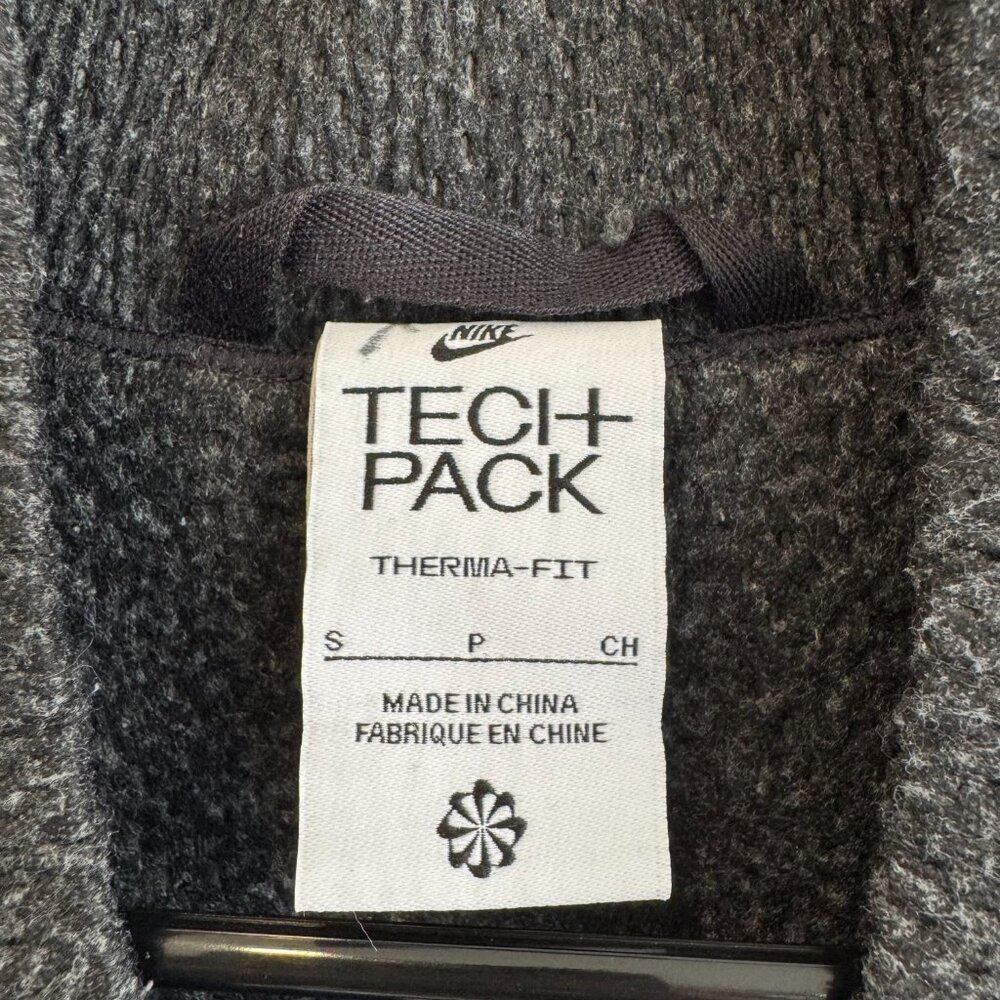 Nike Tech Pack Oversized S Flannel Bomber Jacket Long Coat Therma-Fit Zip Gray - Picture 3 of 5